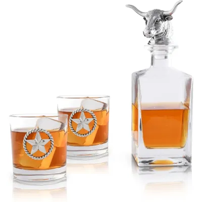 Longhorn Decanter Set with glasses Set of 2