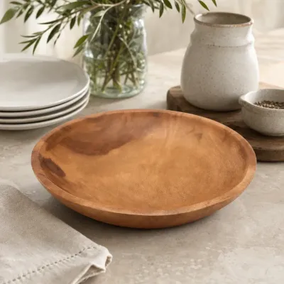 Calabash Round Salad Bowl Wood Large