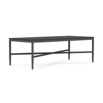 Corsica Outdoor Coffee Table Matte Charcoal Aluminum & Honed Absolute Black Granite