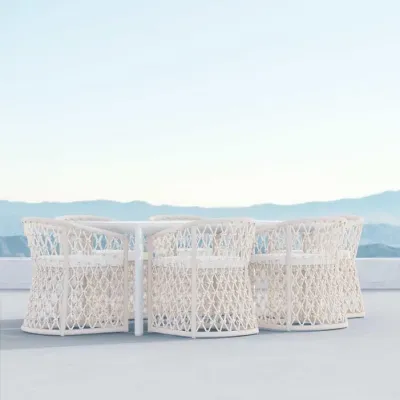 Porto Outdoor rectangular Dining Table Matte White Aluminum & N/A