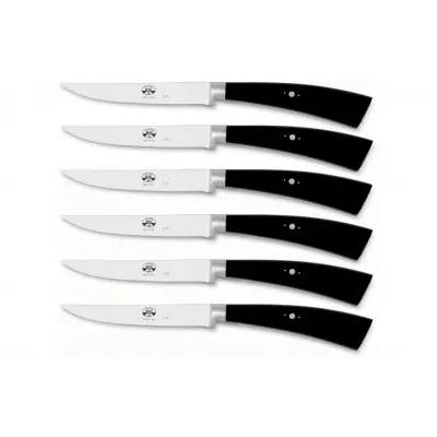 Black Lucite Plenum Steak Knife Set of Six