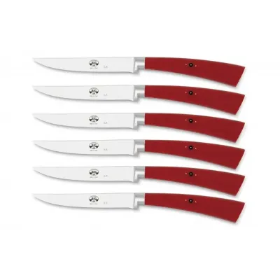 Red Lucite Plenum Steak Knife Set of Six