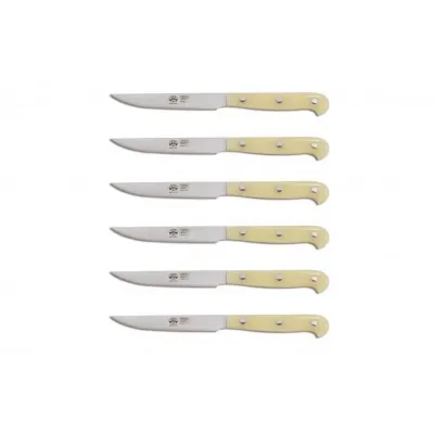 White Lucite Coltello Steak Knife Set of Six