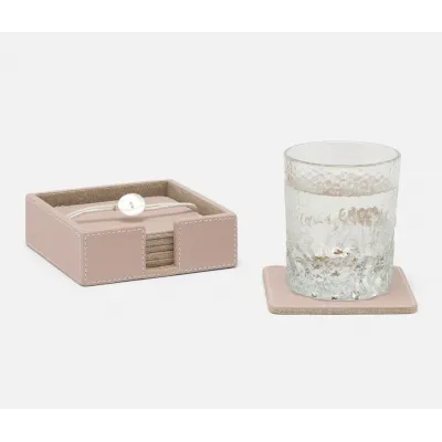 Bristol Dusty Rose, Coasters Set of 6, Full-Grain Leather