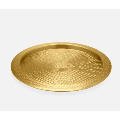 Conway Antique Brass Tray Round Hammered Metal