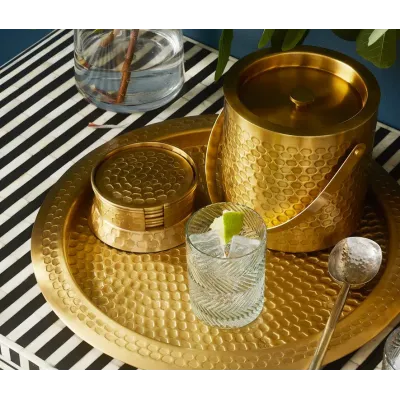 Conway Antique Brass, Tray Round, Hammered Metal