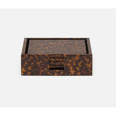Hartley High-Gloss, Set of 4 Coasters with Box, Faux Tortoise