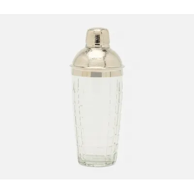 Sevasti Shiny Nickel, Square Etched, Cocktail Shaker, Stainless Steel/Glass