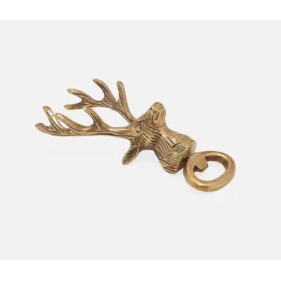 Theodore Antique Brass, Deer Head, Bottle Opener, Pack of 2