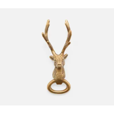 Theodore Antique Brass, Deer Head, Bottle Opener, Pack of 2