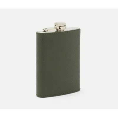 Warren Forest Green Flask Stainless Steel/Full-Grain Leather