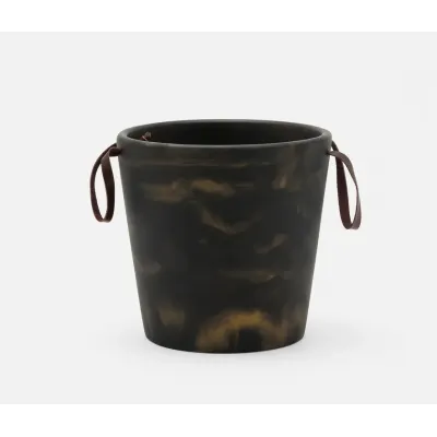 Wesley Black/Gold Swirled Champagne Bucket Resin