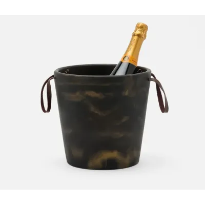 Wesley Black/Gold Swirled Champagne Bucket Resin