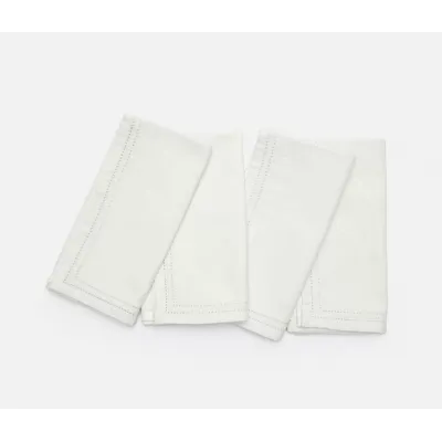 Betty Ivory Cocktail Napkin W/ Double Eyelet 10X10, Pack Of 4