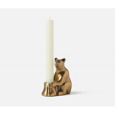 Eduardo Antique Brass Bear Candle Holder Metal, Pack of 2
