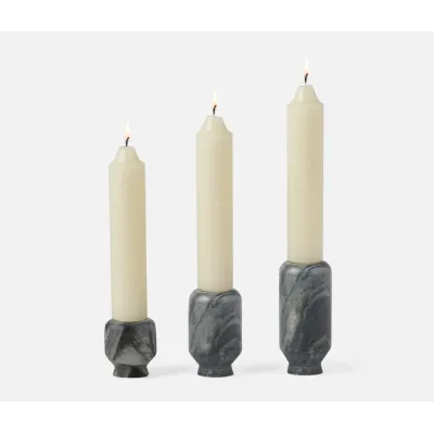 Etta Gray Candle Holders Marble, Set of 3