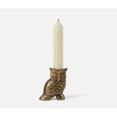 Francisco Antique Brass Owl Candle Holder Set of 2