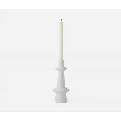 Kalen White Candle Holder Earthenware