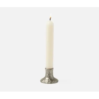 Meriah Tarnish Silver Candle Holders Hammered Brass, Pack of 2