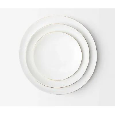 Julianna White Dinner Plate With Gold Trim, Pack of 4