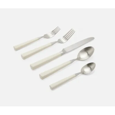 Annalise Matte White 5-Pc Setting (Knife, Dinner Fork, Salad Fork, Soup Spoon, Tea Spoon)