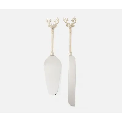 Dash Polished Silver 2-Piece Cake Serving Set Stainless Steel