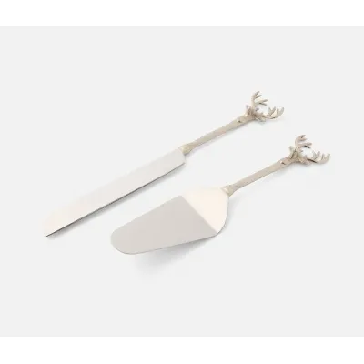 Dash Polished Silver 2-Piece Cake Serving Set Stainless Steel