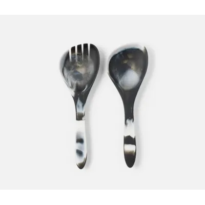 Laney Black Swirled 2-Pc Serving Set (Serving Spoon, Serving Fork)