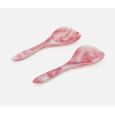 Laney Pink Swirled, Serving Set, 2-Piece Set: Serving Spoon, Serving Fork