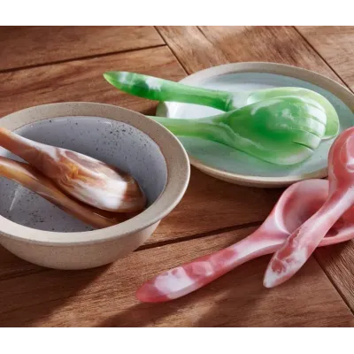 Laney Pink Swirled, Serving Set, 2-Piece Set: Serving Spoon, Serving Fork