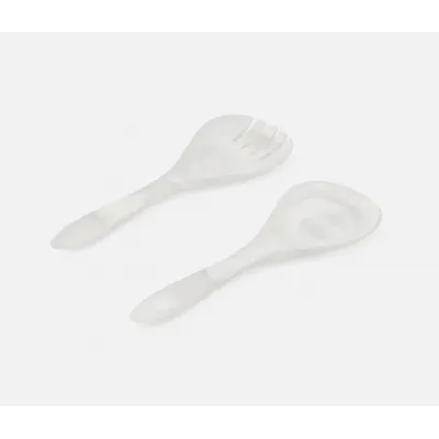 Laney White Swirled, Serving Set, 2-Piece Set: Serving Spoon, Serving Fork