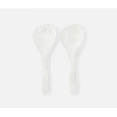 Laney White Swirled, Serving Set, 2-Piece Set: Serving Spoon, Serving Fork