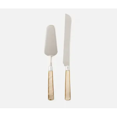 Colson Champagne/Polished Silver 2-Piece Cake Serving Set Acrylic/Stainless Steel