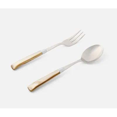 Colson Champagne/Polished Silver, 2-Piece Serving Set, Spoon,Fork, Acrylic/Stainless Steel