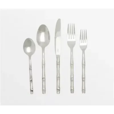 Liliana Polished Silver Flatware, 5-Piece Set: Knife, Dinner Fork, Salad Fork, Soup Spoon, Tea Spoon