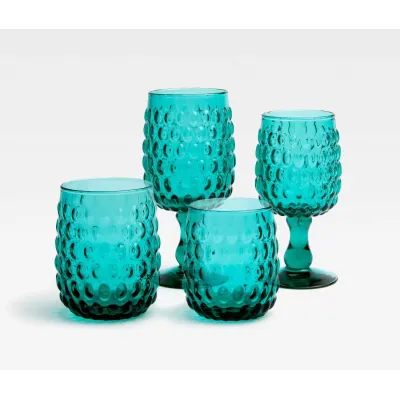 Claire Teal Juice Glass Hand Blown, Pack of 6