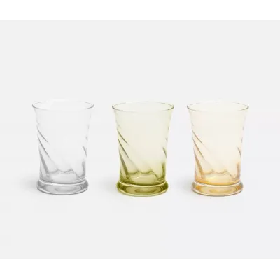 Colette Soft Yellow Tumbler Glass Hand Blown, Pack of 6