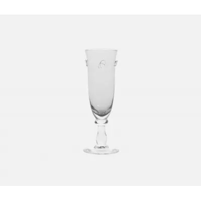 Lucia Pale Gray Champagne Flute Glass, Hand Blown, Pack of 6