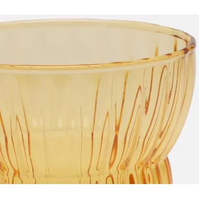 Meredith Amber, Tumbler Glass, Hand Blown, Pack of 6