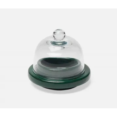 Marcus Dark Green Salt Glaze, Round Butter Dish, Glass, Stoneware, Pack of 2