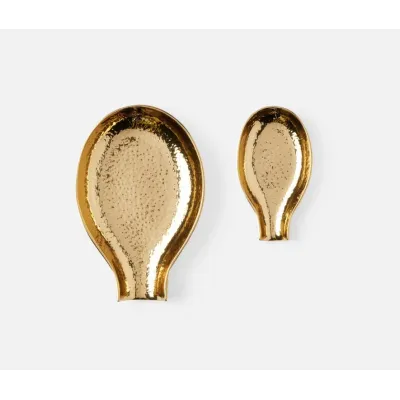 Xena Shiny Gold Spoon Rest Hammered Brass Set of 2