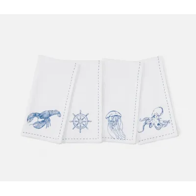 Ariel Sealife ARIEL SEALIFE , White Cotton Napkin, 22x22, Set/4