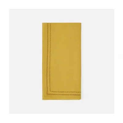 Betty Mustard Double Eyelet Cocktail Napkin Cotton Canvas 10X10, Pack of 4
