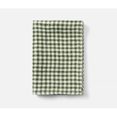 Blake Green/White Gingham Kitchen Towel Linen 20X28 Pack Of 2