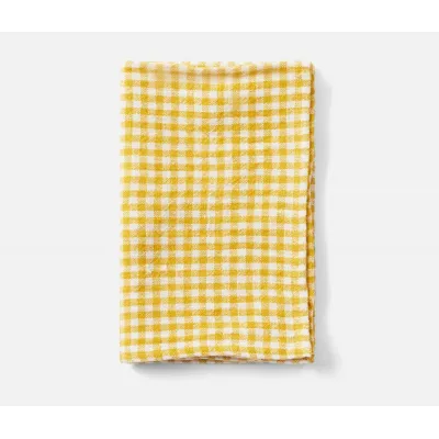 Blake Yellow/White Gingham Kitchen Towel Linen 20X28 Pack Of 2