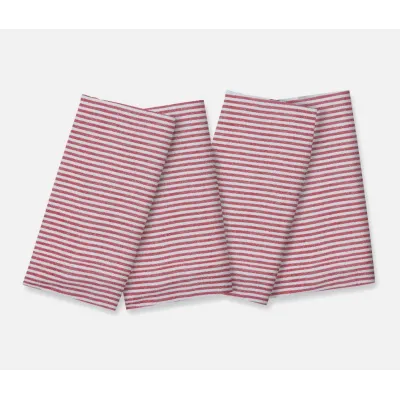 Brooks Vintage Red Stripe, Napkin, Cotton Canvas, 20x20, Pack of 4