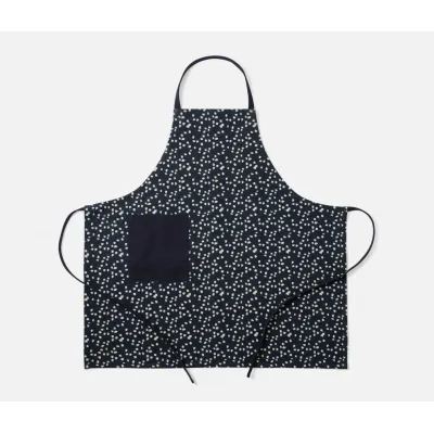 Ellison Dark Navy Dots Pattern Cotton Jute Apron Adult Size