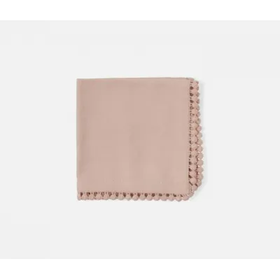 Margot Dusty Rose, Pom Pom Border, Napkin, Cotton Canvas, 22x22, Pack of 4