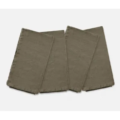 Montague Dark Olive, Napkin, Linen, 20"x20", Pack of 4