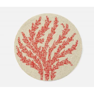 Alana Red Coral Round Placemat Glass Beads, Pack of 4